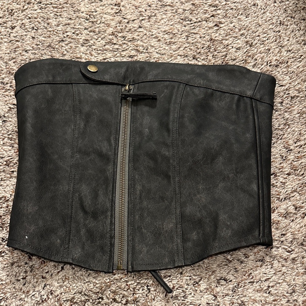 Edikted Black Lace-Up Leather Top